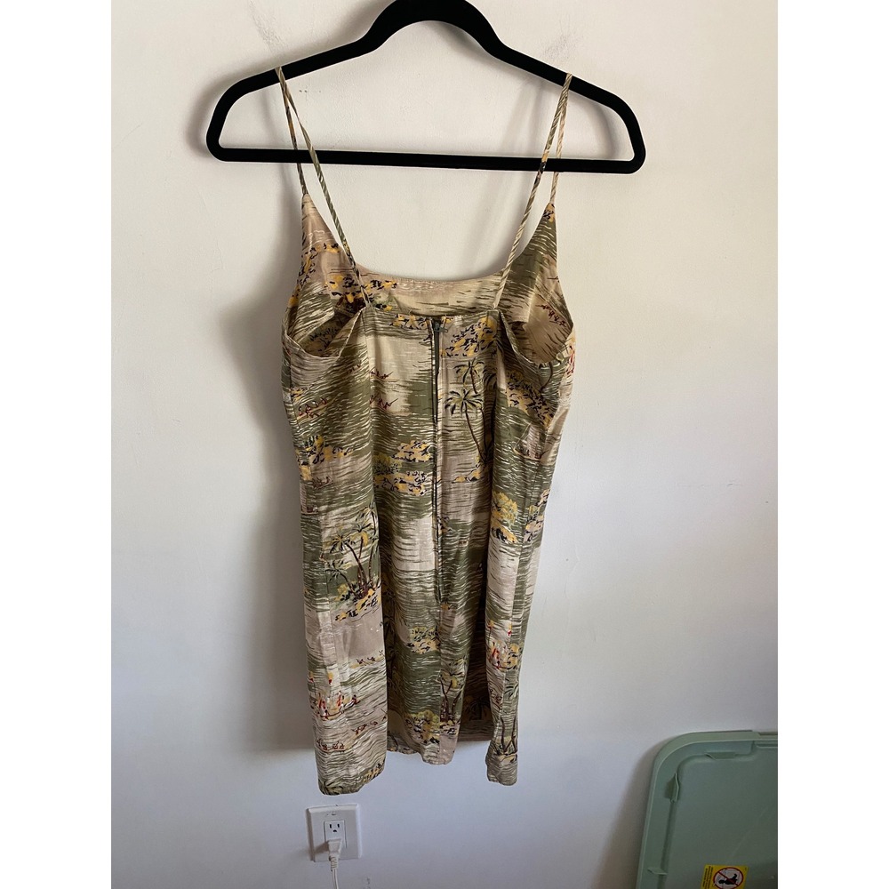 Vintage No Boundaries Tropical Scene Mini Dress Cotton Green Flax Junior Med 7/9 - Picture 5 of 6